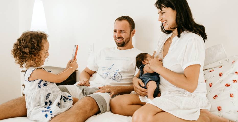 Family on the bed